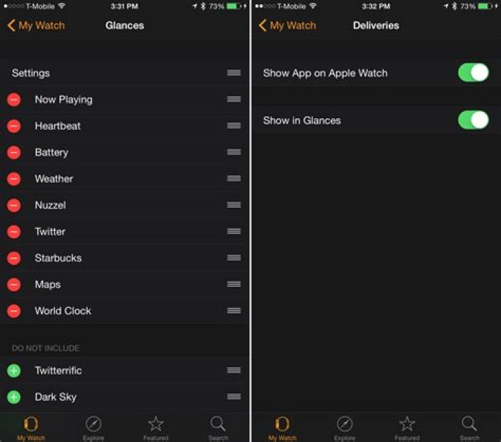 How do i get to glances on apple watch?